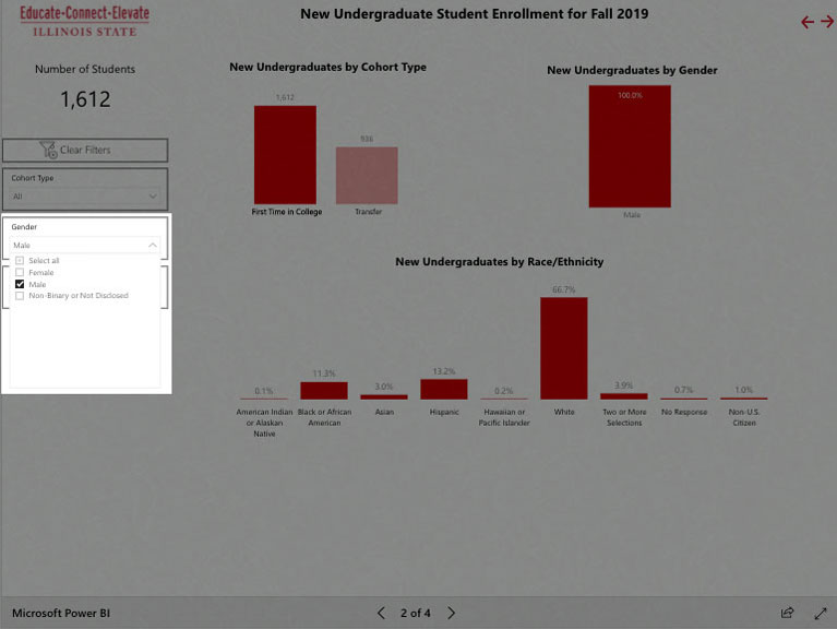 Screenshot of the Power BI portal.